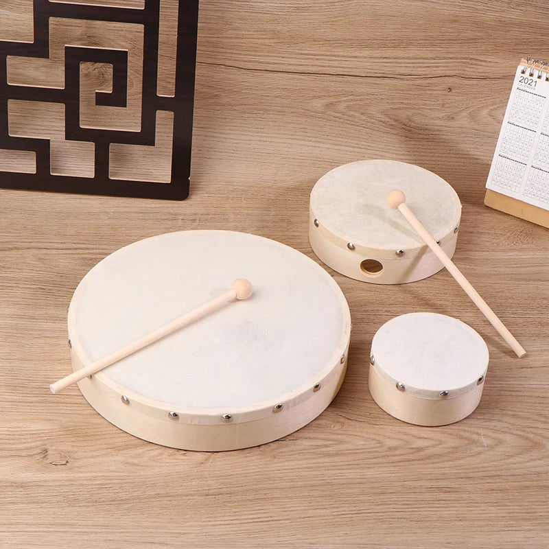Frame Drums 4/6/7/8/9/10 Inch Hand Drum Wood Drum With Drum Stick Set Musical Game Kids Educational Toy Percussion Instrument Oasis Select
