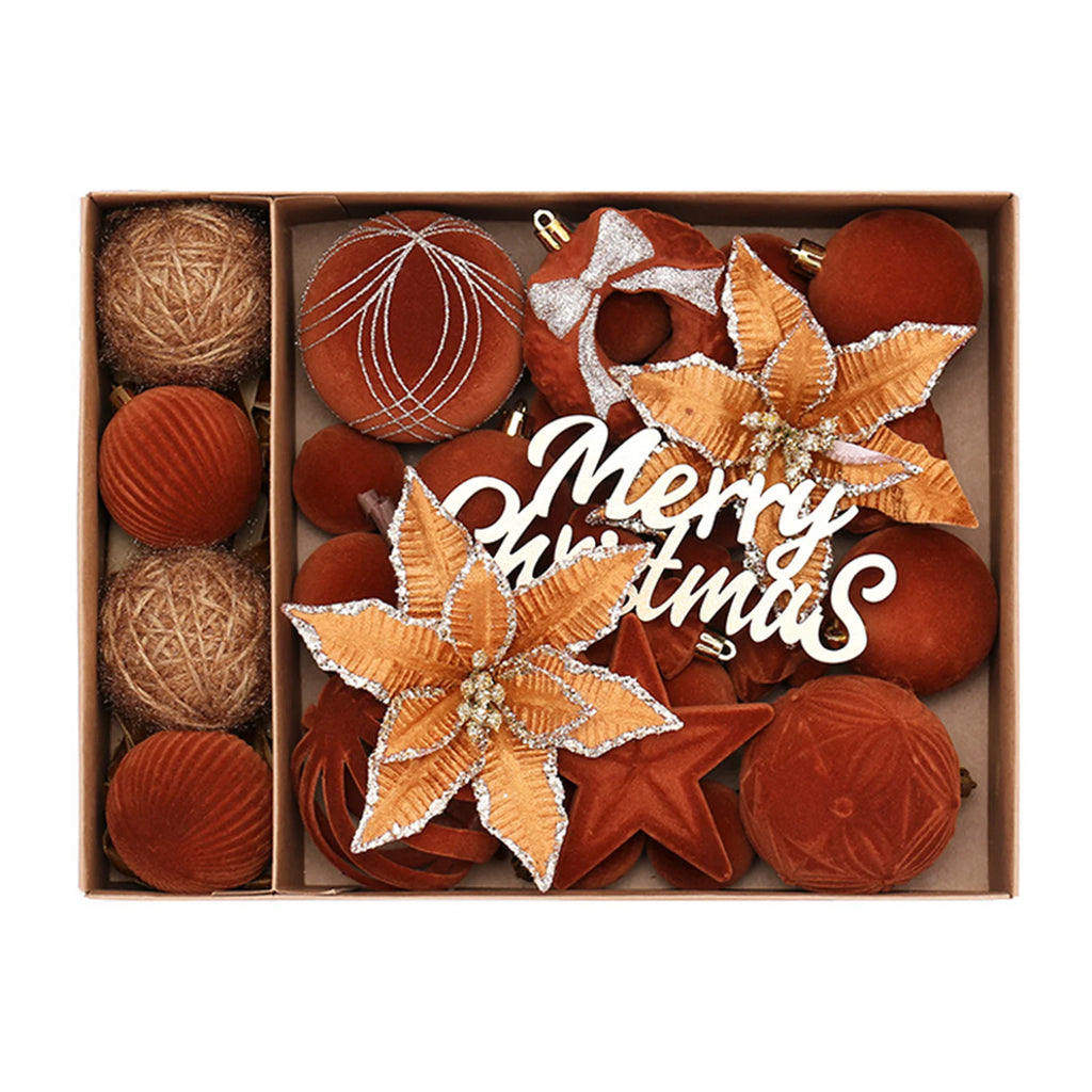 38-Piece Velvet Christmas Ball Ornament Set – Mixed Colors