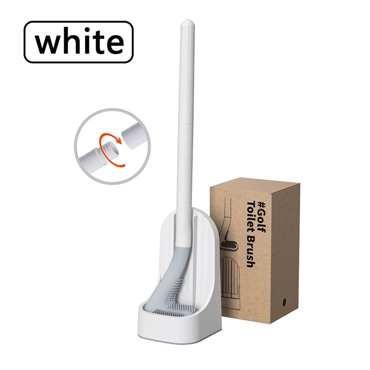 Toilet Brush with Base, Wall-Mounted Quick-Drain Cleaning Tool for Bathroom, All-Round Cleaning Brush, Soft Rubber Brush Head, Does Not Damage the Glaze, Toilet Cleaning Brush Bathroom Accessory Set Oasis Select White
