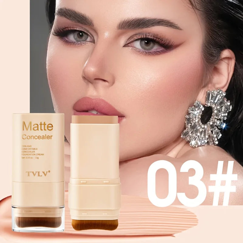 2-in-1 Concealer Eraser Dual-Head Foundation Stick with Brush Head Nine Colors European and American Waterproof Non-Caking Solid Foundation Cream 15G/Stick - 1 Stick Oasis Select 03 15g