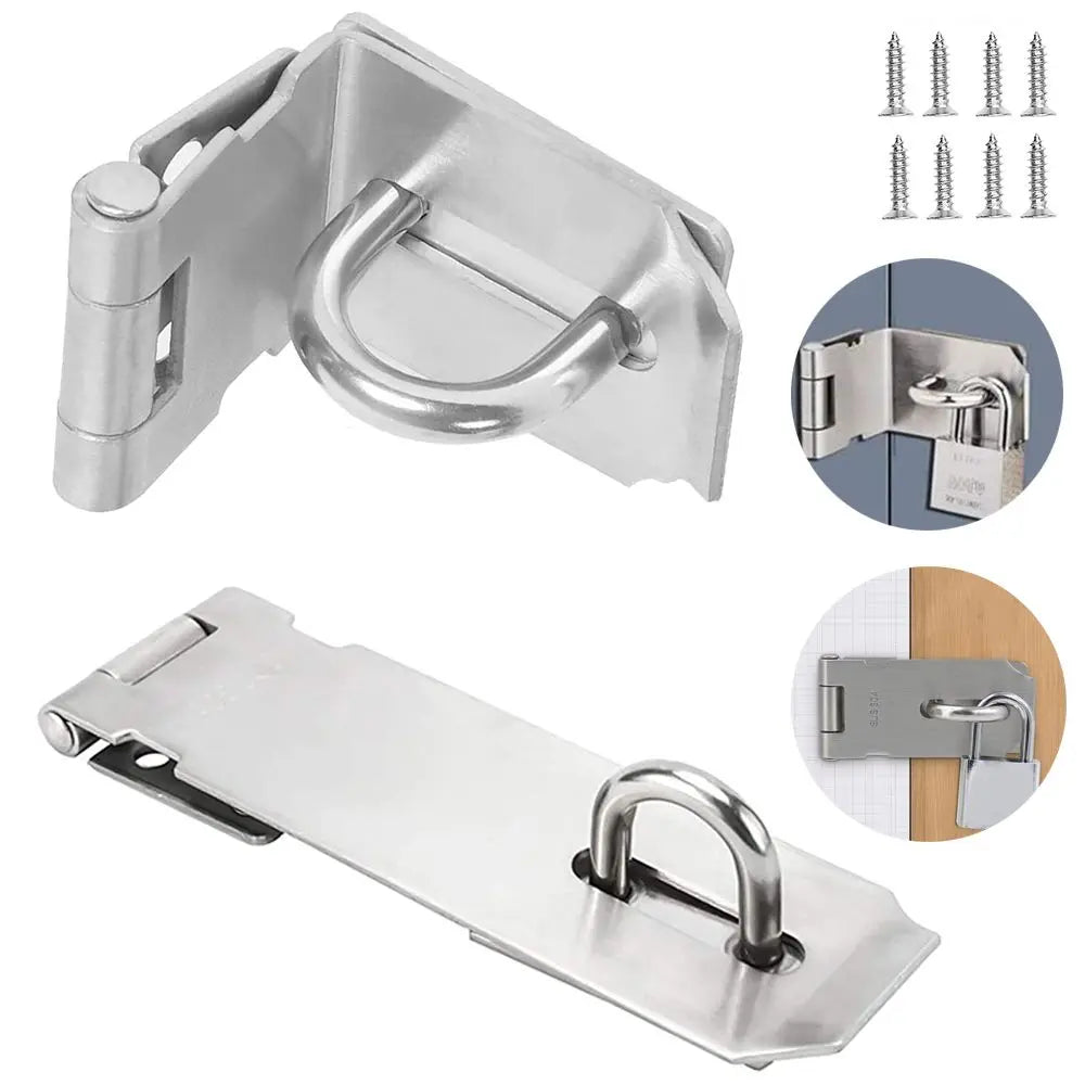 Padlock Hasp Door Clasp Lock 90 Degree Right Angle Shed Gate Latch Household Burglar-proof Bolt Door Buckle with Mounting Screw Oasis Select