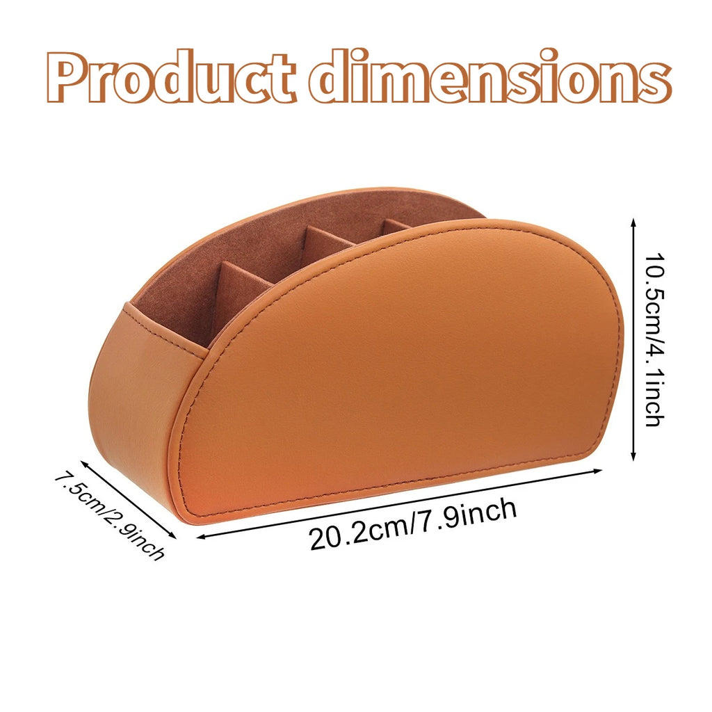 PU Leather Remte Control Organizer 5-Compartments Bedside Tasble Caddy for Remotes Glasses, Pens Makeup Desktop Storage Box Oasis Select