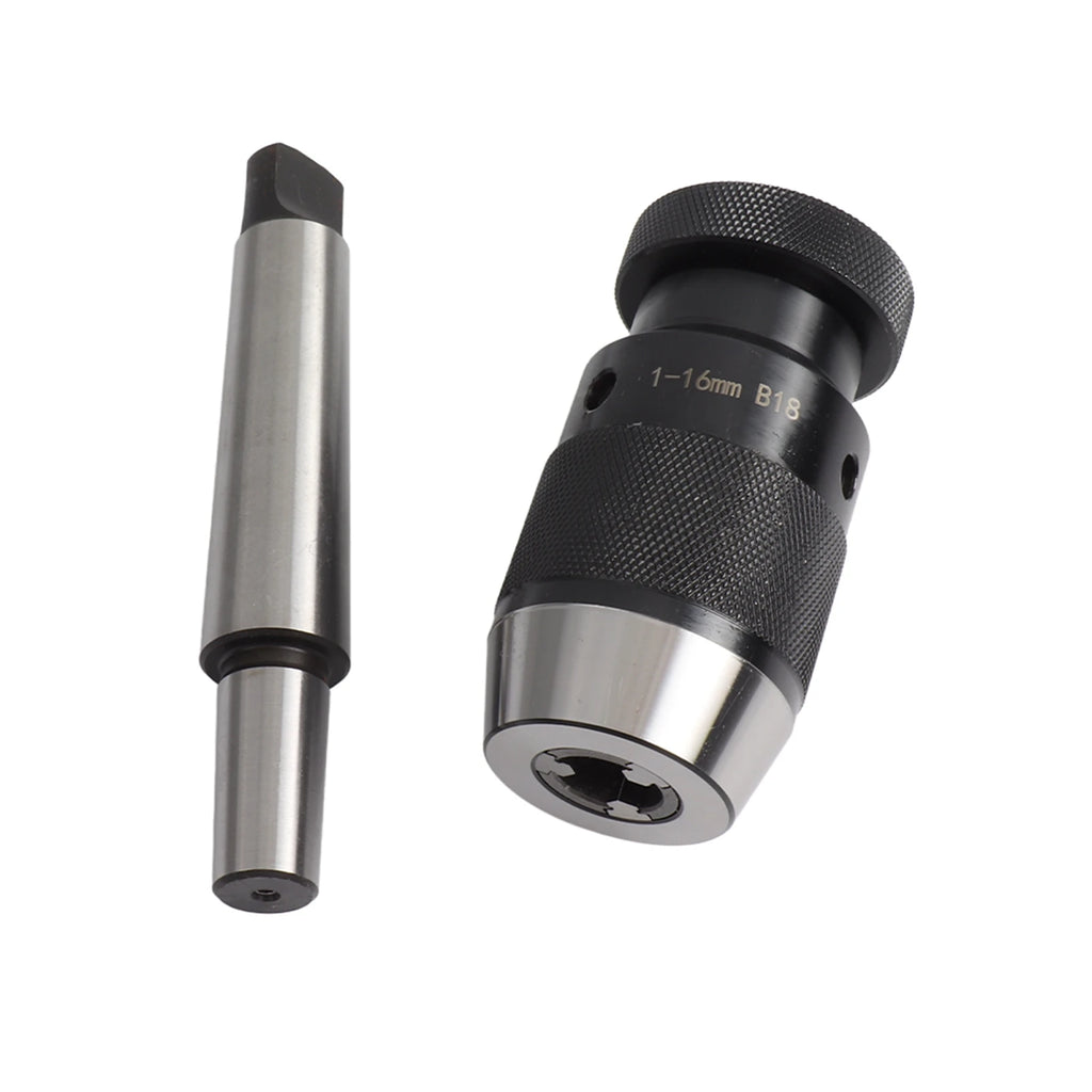 Keyless Lathe Drill Chuck 1-16mm Capacity 45# Steel Self Tighten Keyless Lathe Drill Chuck with MT3-B18 Taper Arbor Oasis Select black