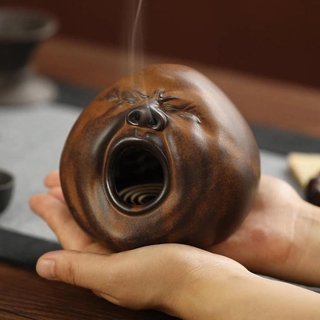 Retro Chinese Style Ceramic Incense Burner, Traditional Sandalwood Censer for Home Living Room Tea House Zen Decor Oasis Select