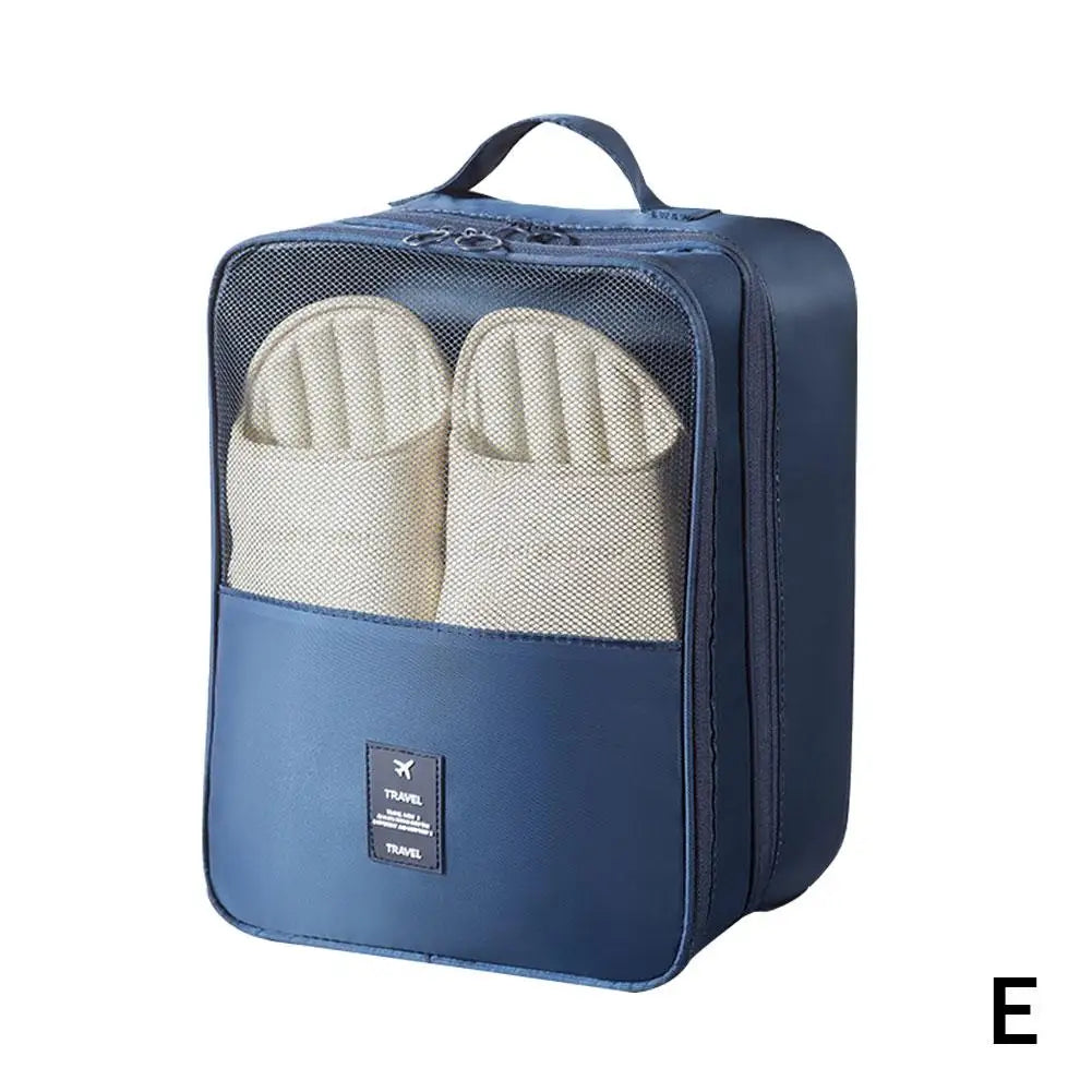 Oxford Cloth Travel Shoe Bag Multi-functional 3-Layer Storage Organizer Portable Waterproof Shoe Pouch for Travel Trip Oasis Select Navy blue
