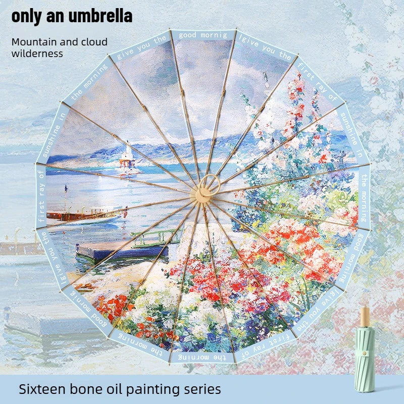 Fashion Three Fold Manual Umbrella Color Coating UV Protection Sunshade Dual Purpose Rain Umbrella for Ladies Oasis Select 16 bone yunye 16K Aluminum