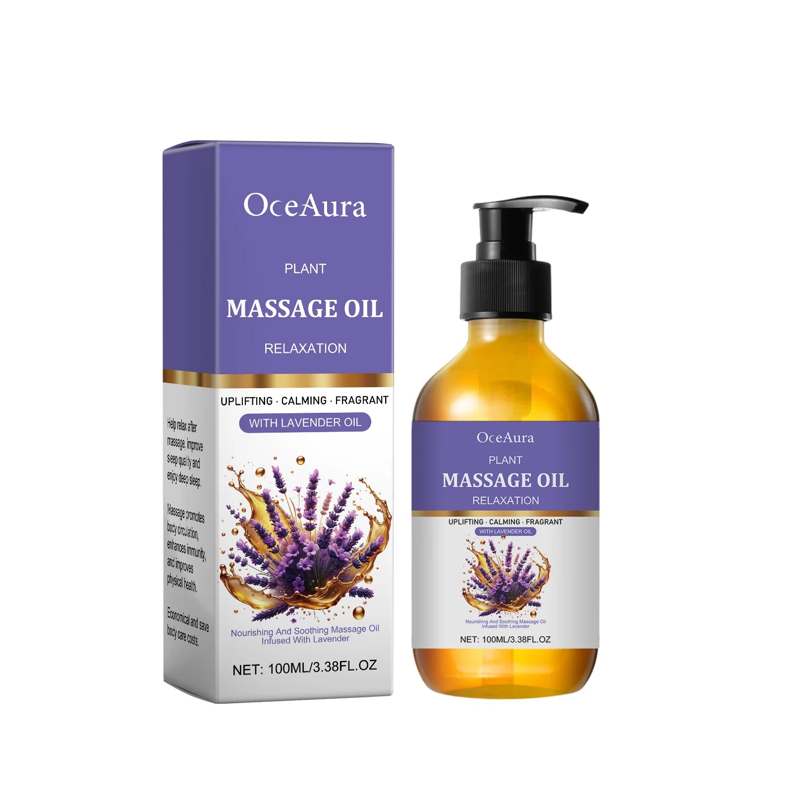 OceAura Lavender Essential Oil – Soothing Body Massage Oil 100ml Body Massage Oil Oasis Select 1pc