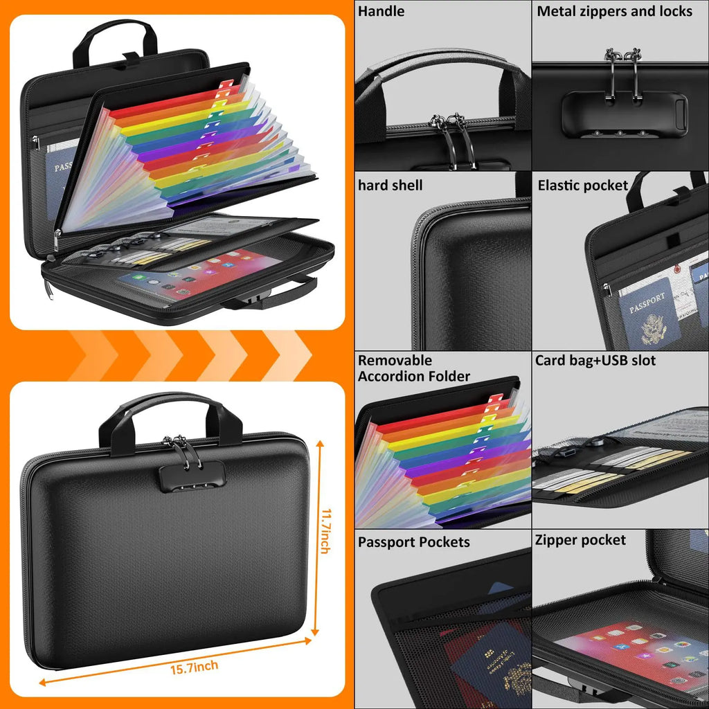 Fireproof Waterproof Document Bag Portable Hard Case for Certificates Passports Gun Safe Oasis Select