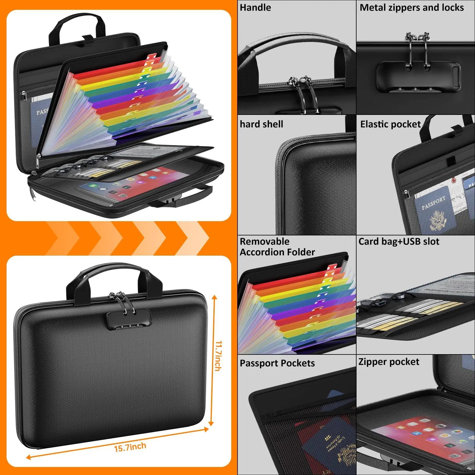 Fireproof Waterproof Document Bag Portable Hard Case for Certificates Passports Gun Safe Oasis Select