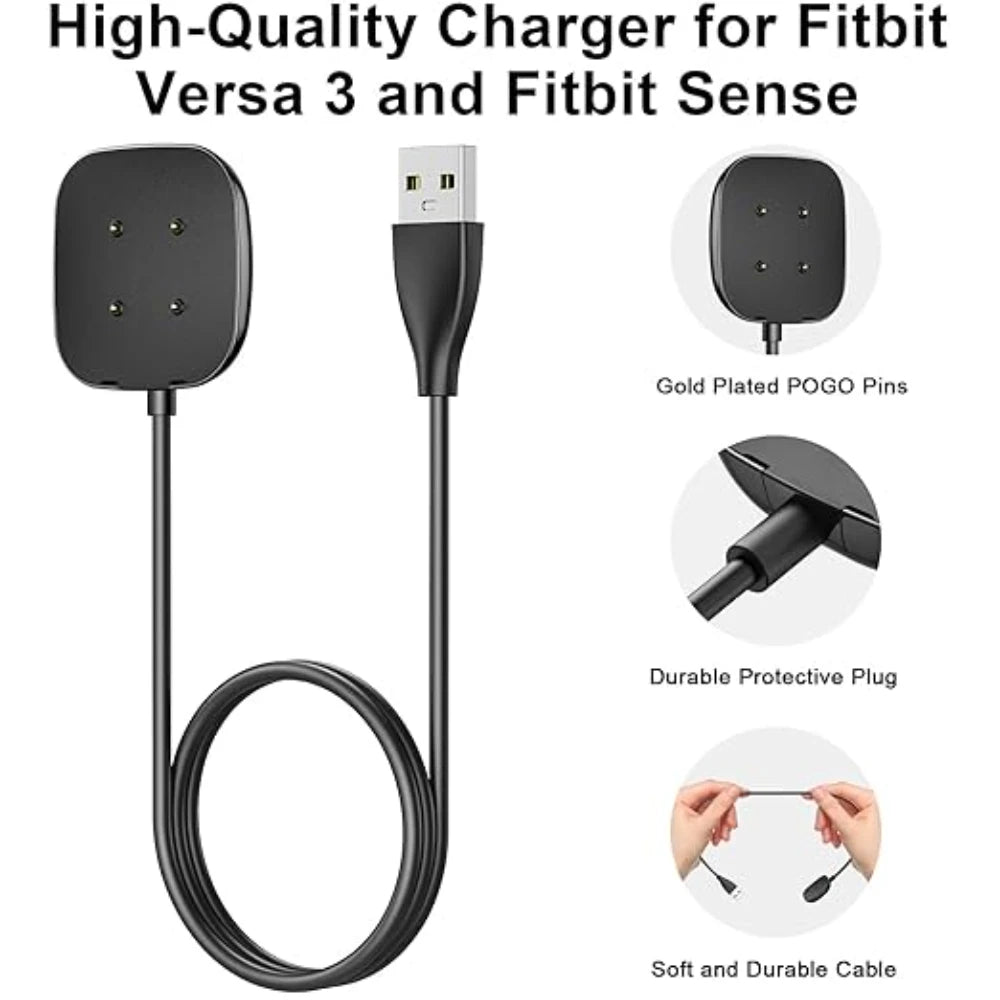 Fitbit Sense 2 / Versa 4 / Versa 3 USB Charger Cable 3.3ft Smartwatch Charger Cable Oasis Select