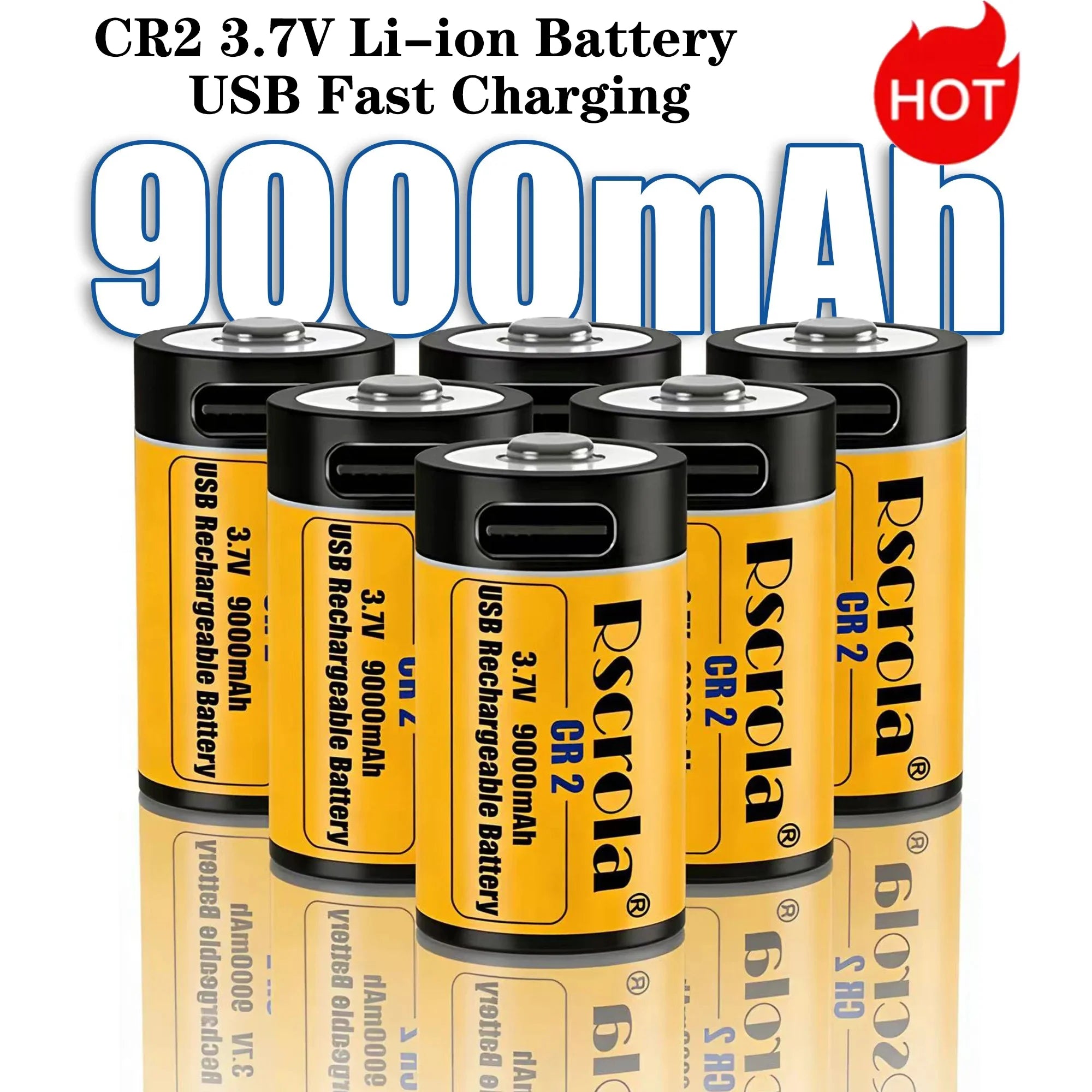 CR2 9000mAh 3.7V Li-ion Battery USB Fast Charging, Durable Rechargeable CR15H270 15270 for GPS Cameras Medical Oasis Select