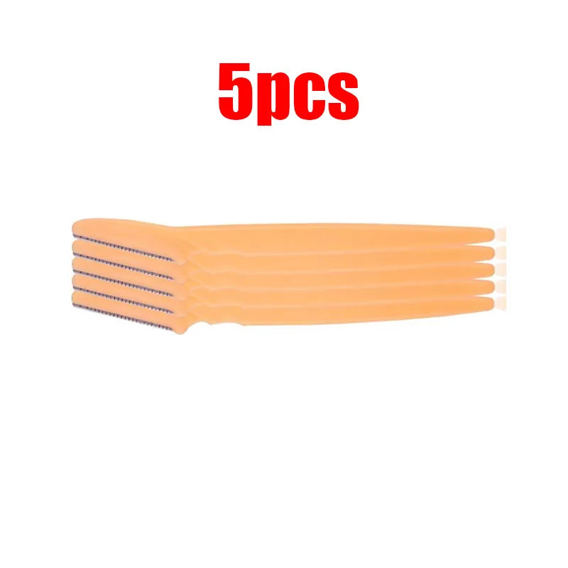 5/10/15pcs Eyebrow Trimmer Makeup Beauty Tools Safe Eye Brow Razor Face Body Hair Removal Shaver Blades Eyebrows Shaping Knife Oasis Select 5pcs Yellow