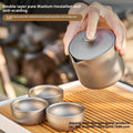 Pure Titanium Tea Set Heat-resistant Double-layer Anti Scald Outdoor Camping Portable Tea Maker Travel Tea Set Oasis Select Dull