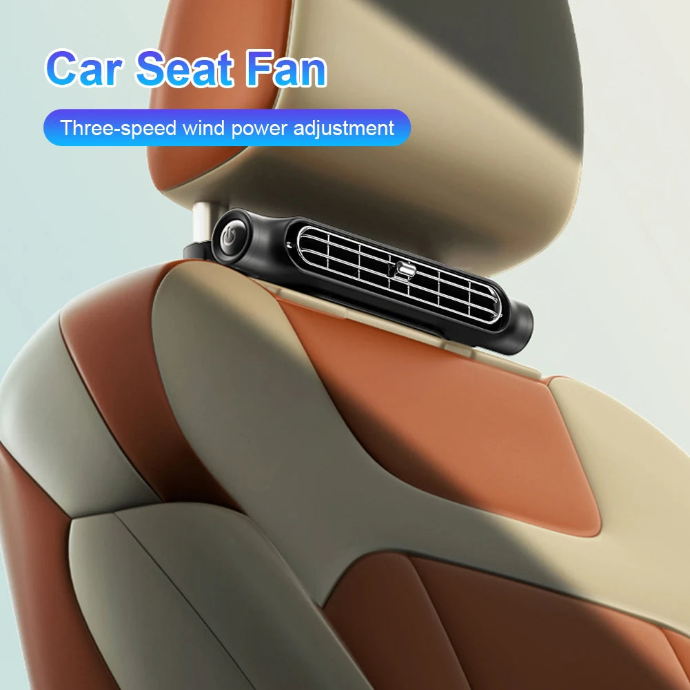 Rechargeable Car Seat Headrest Fan – 3-Speed Backseat Cooling Car Backseat Fan Oasis Select