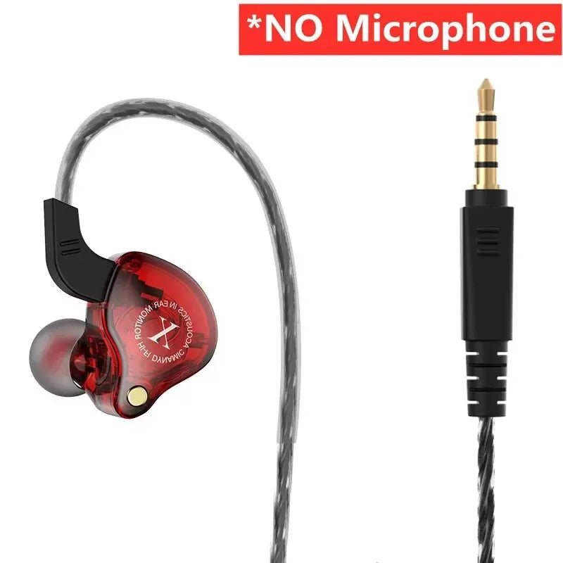 Original X2 Dynamic Wired Earphones HIFI Heavy Bass Earbuds In Ear Gaming Headphones Monitor Sport Noise Cancelling Headset Mic Oasis Select Red NO Mic