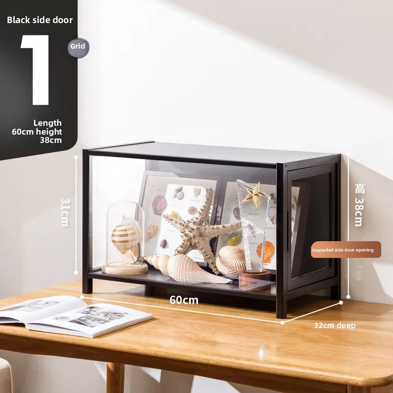 Figure Cabinet Transparent Lego Display Cabinet Household Blind Box Ornament Specimen Storage Secondary Yuan Pain Cabinet Oasis Select Black door 60