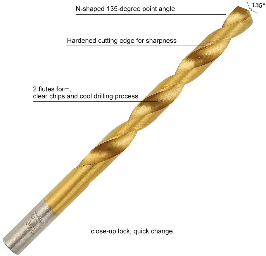 99-Pc Titanium HSS Twist Drill Bit Set 1/16"–1/4" Wood Metal Twist Drill Bit Set Oasis Select