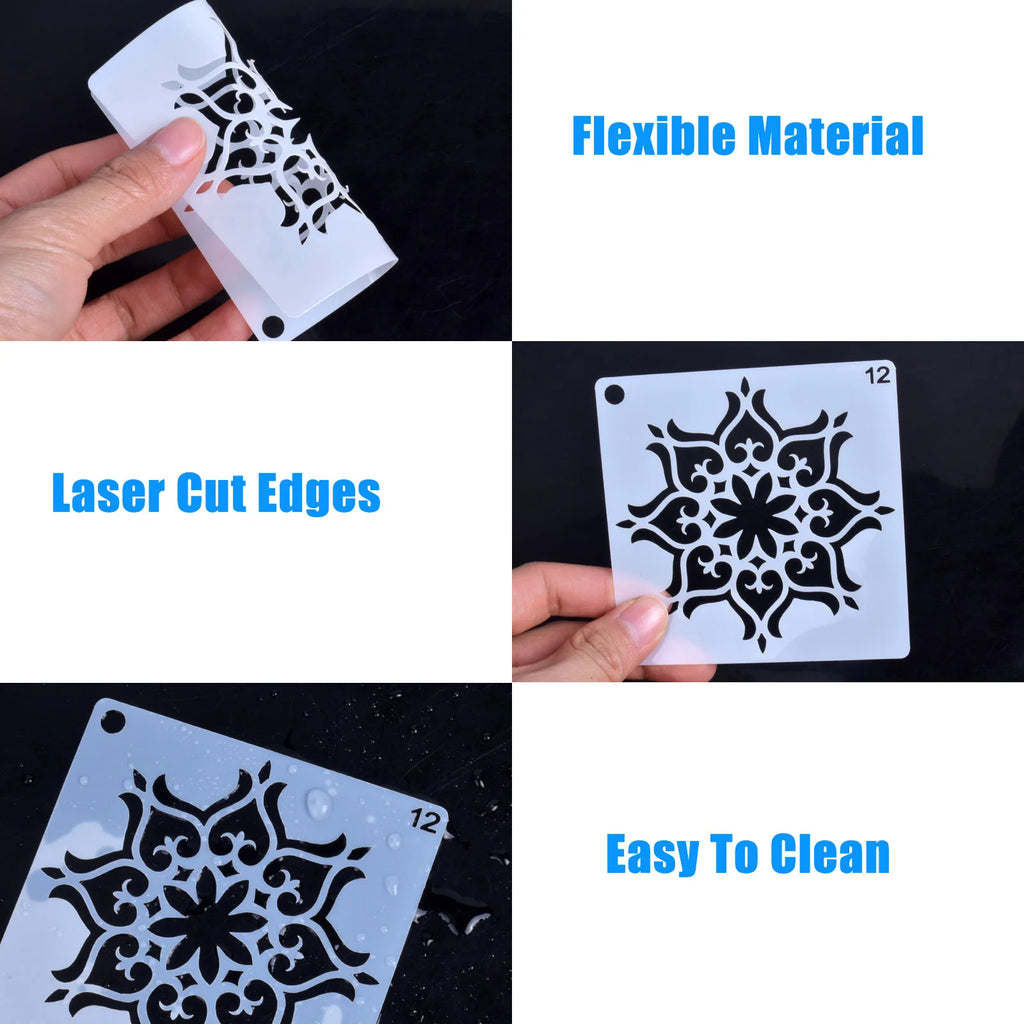 36 Pcs Mandala Painting Stencils Set, Perfect for DIY Art Projects Wood Wall Floor Fabric Furniture Tile Christmas Gift Reusable Oasis Select