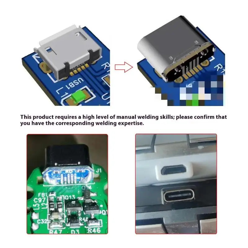 2Pcs Charging Port For PCB Soldering DIY Repair Adapter USB Connector Type C Female Jack 5Pin SMD SMT Type-C Socket Oasis Select