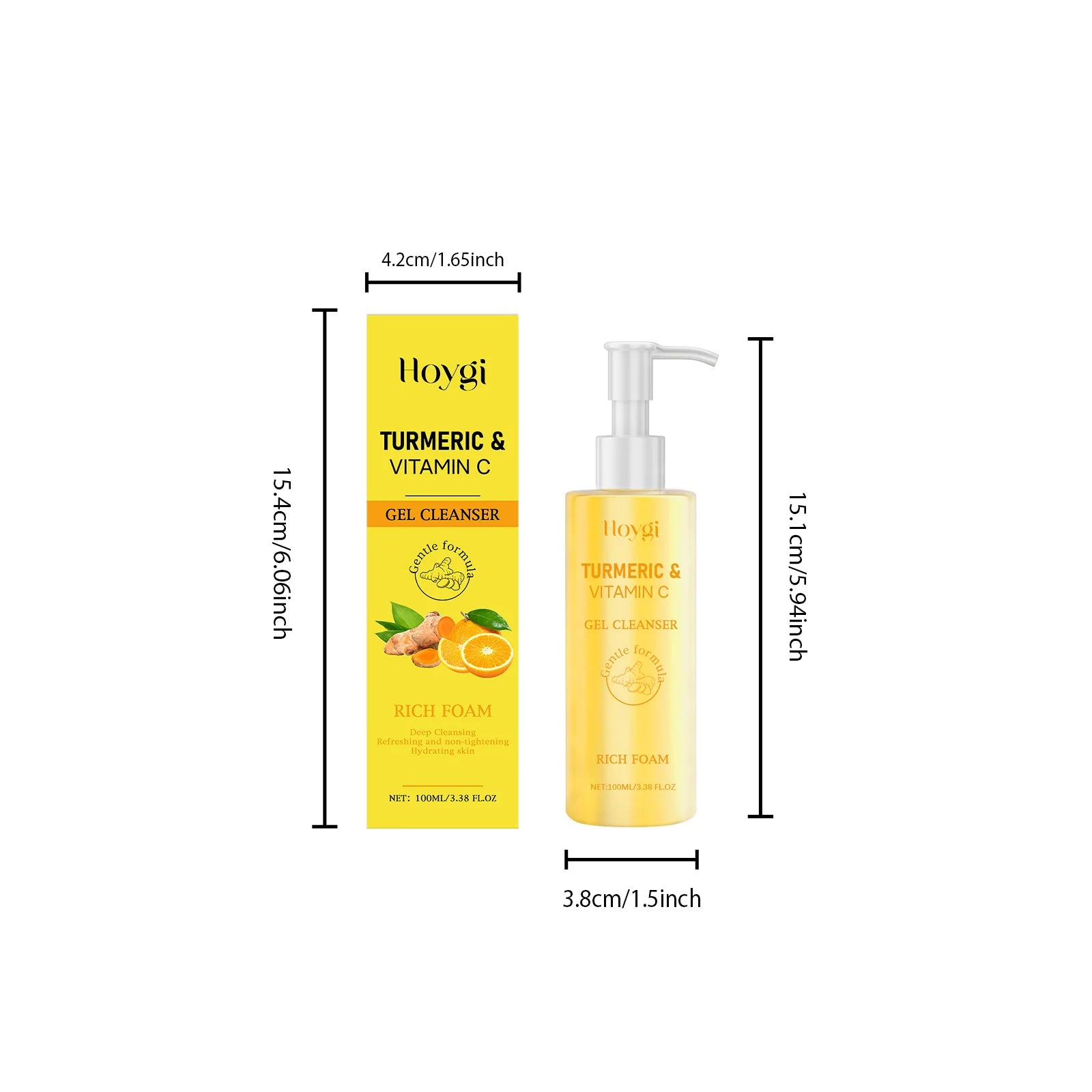 Turmeric Vitamin C Facial Cleanser Cleansing Refreshing Moisturizing for Soft Smooth Skin Purifying Brightening Facial Cleanser Oasis Select 100ml Boxed