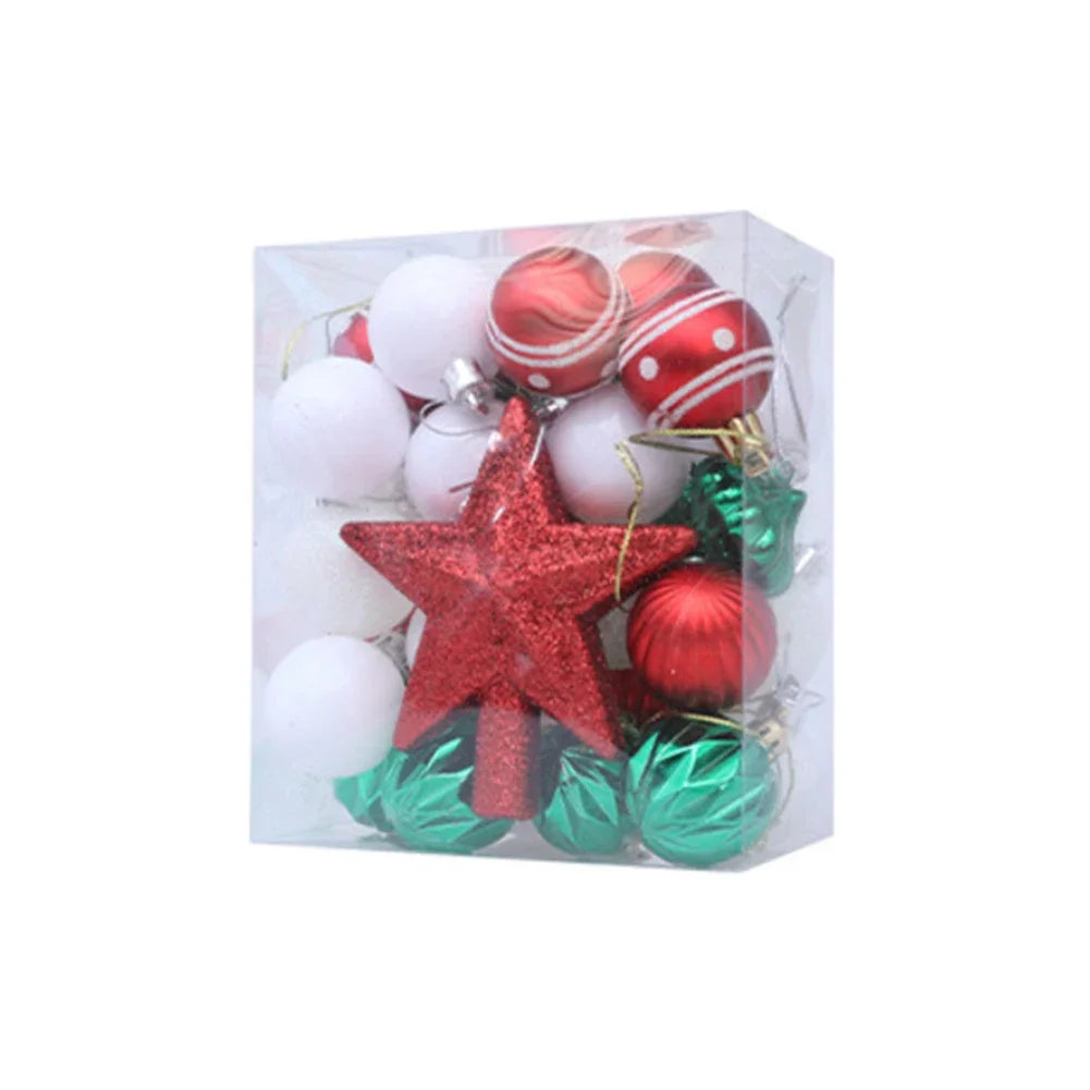 31PCS Christmas Ball Tree Ornament Set Plastic Glitter Christmas Balls For Your Christmas Tree For Effortless Decoration Oasis Select Red green China Mainland