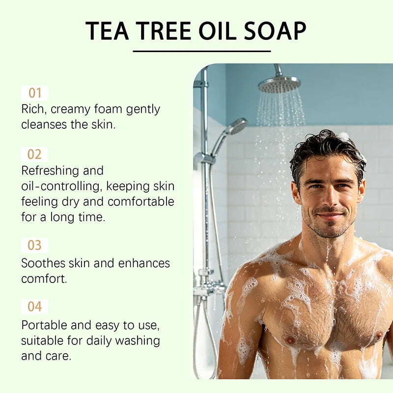 Tea Tree Oil Handmade Soap Cleansing Oil-controlling Facial Body Oasis Select
