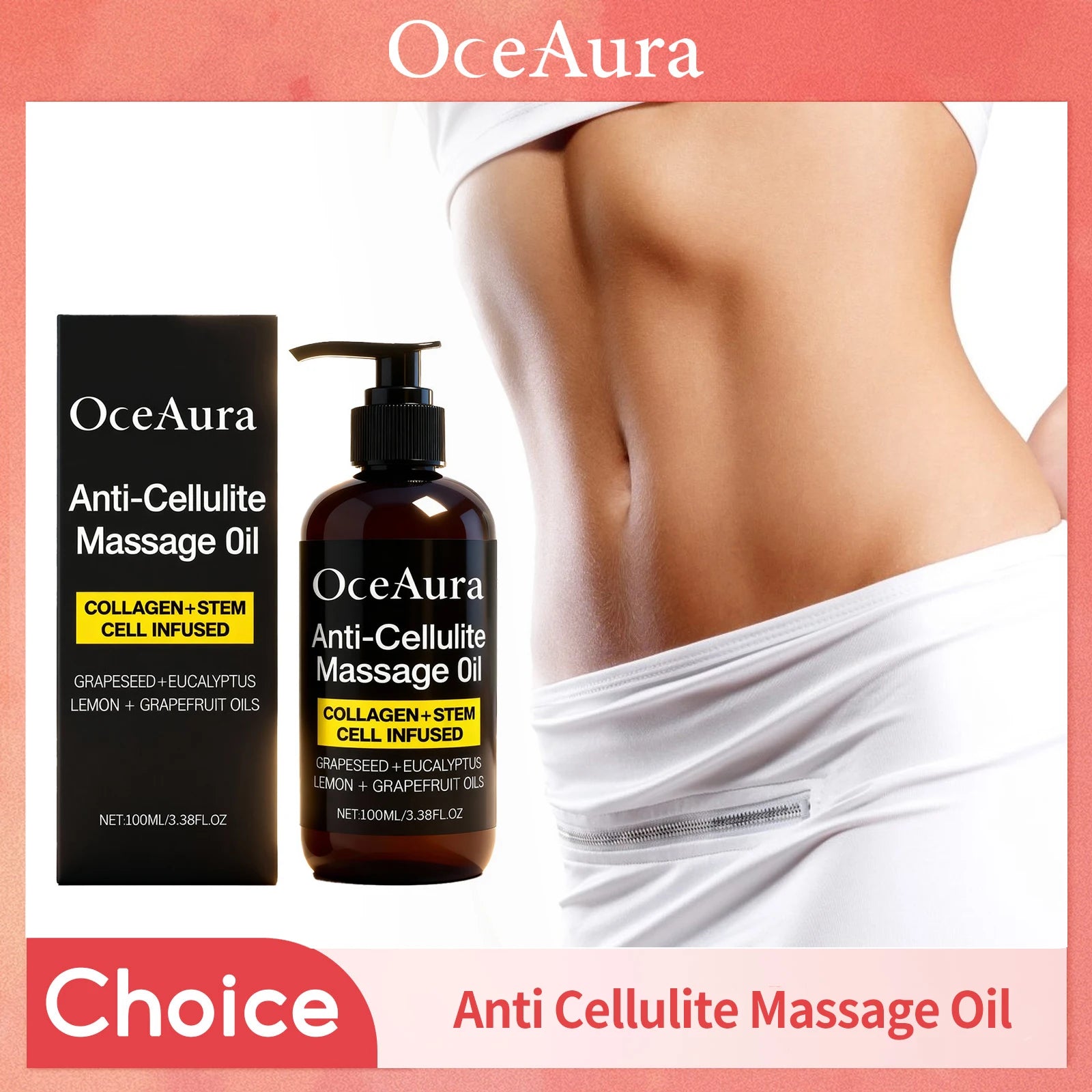 Anti Cellulite Massage Oil Infused Collagen Fat Burning Tightening Cellulite Improve Dry Smooth Moisturizing Body Essential Oil Oasis Select