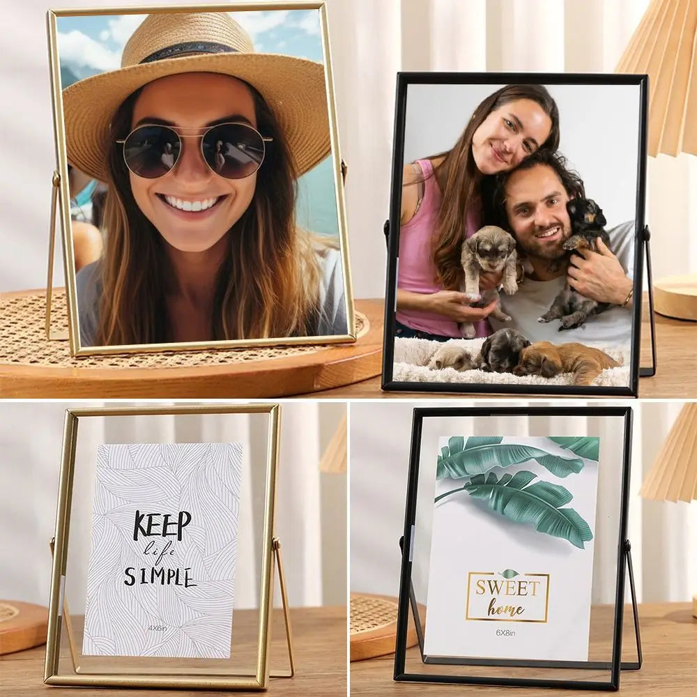 Nordic Metal Photo Frame 4–10 Inch | Acrylic Gold & Black