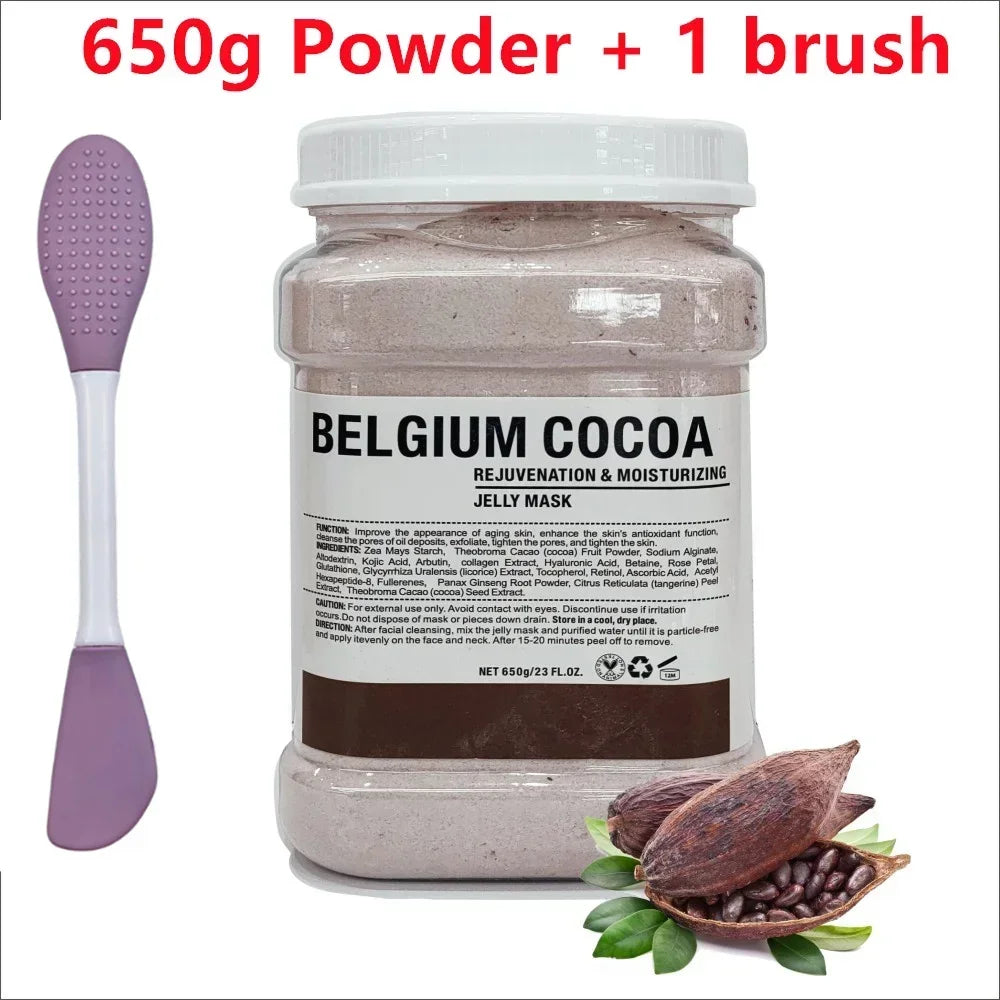 650g Chamomile Hyaluronic Acid Facial Moisturizing Mask Powder with Silicone Brush Increasing Skin Elasticity Rose Jelly Mask Oasis Select B- cocoa