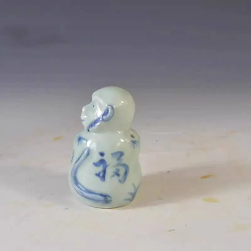 Porcelain Republic Of China Style Blue And White Zodiac Inkstone Tea Pet Study Room Desk Ornament Oasis Select