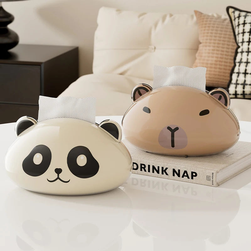 1 Cute Panda Tissue Box, Kitchen Napkin Storage Box, Cartoon Toilet Paper Box, Cute Desktop Paper Box, Home Decoration Oasis Select