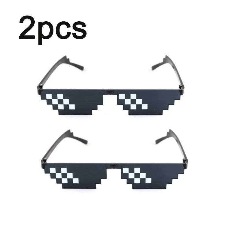 1-8pcs Mosaic Sunglasses Cool Party Vintage Shades Eyewear For Men Pixelated Sunglasses Funny Women Glasses Oasis Select 2PCS