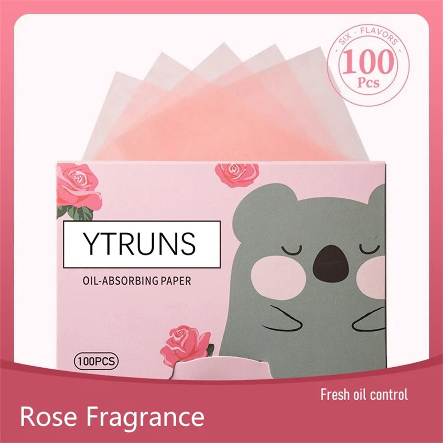 Oil Blotting Sheets 100pcs – Green Tea, Rose & Bamboo Charcoal