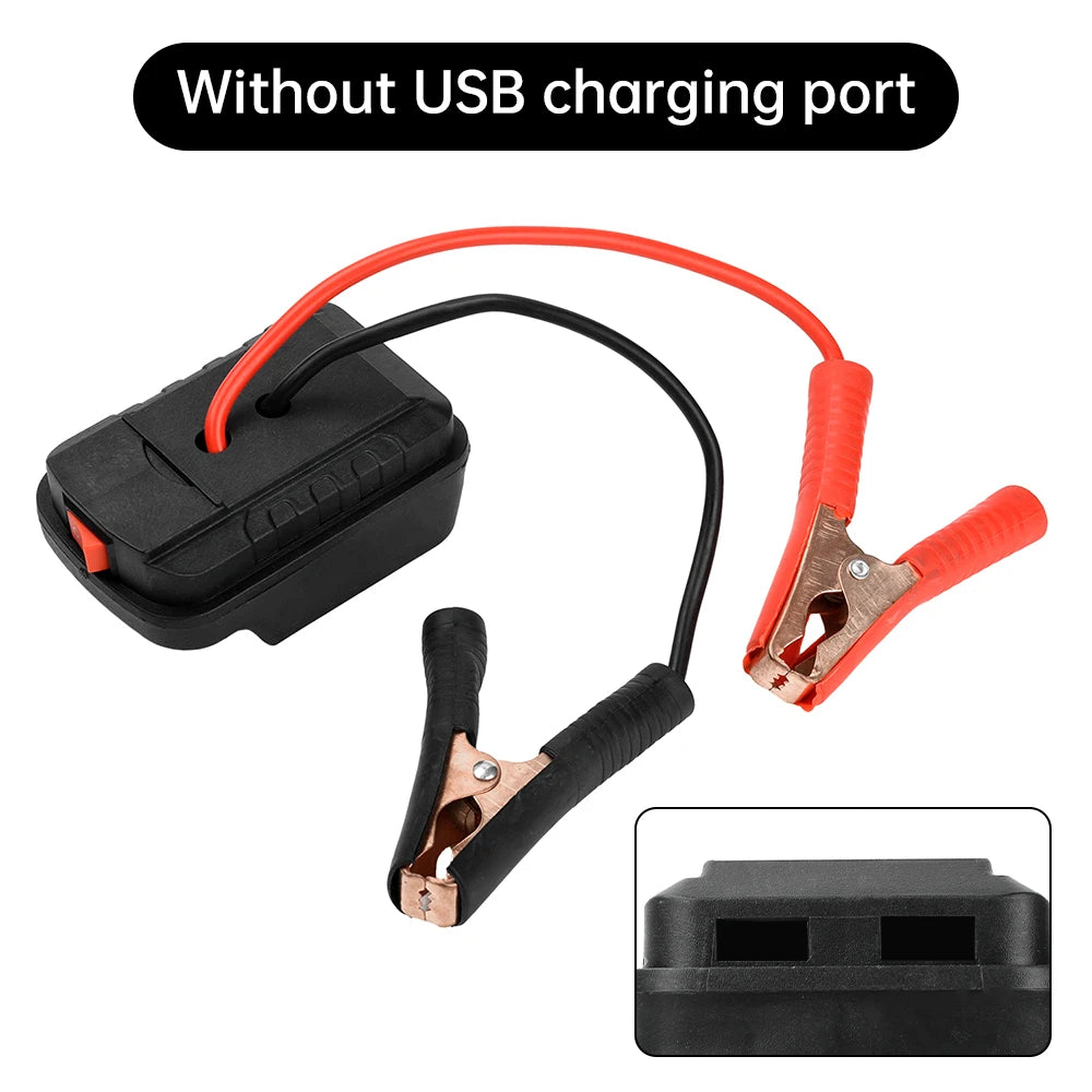 Car Lithium Battery Converter Charger Clip Auto Igniter Jump Starter For Booster Cable Adapter Emergency Power DIY Tools Oasis Select Without USB port