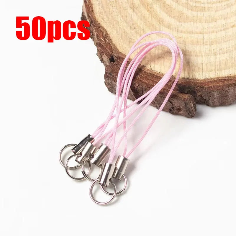 50/100pcs Wire Cord Mobile Phone Craft Pendant Lanyard DIY Handmade Materials Key Ring DIY Toys Pendant Clips Lanyard Accessorie Oasis Select 50pcs Pink