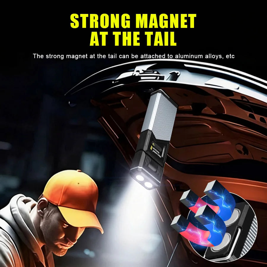 LED Magnetic Work Light Retractable 180° C Rotatable Multi-Functional Flashlight 5 Mode Outdoor Camping Inspection Auto Repair Oasis Select