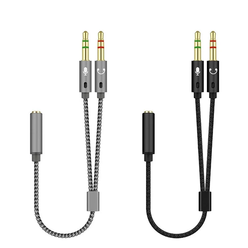 Headphone Y Splitter 3.5mm 1 Female To 2 Male 3.5mm Mic Audio Headphone Y Splitter Cable Headset To PC Adapter AUX Cable Oasis Select