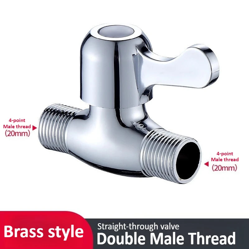 Straight Through Valve Copper Water Pipe Switch Tap with 4-point Female and Male Threads Water Faucet Toilet Stop Oasis Select Double Male Straight valve Copper
