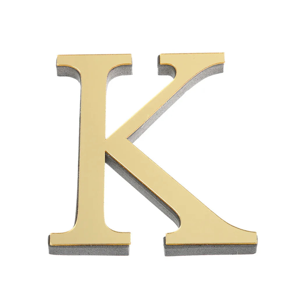 DIY 3D Mirror 26 Letters Wall Stickers Logo Name Alphabet Wedding Love Letters English Wall Home Decor Wall Art Mural Stickers Oasis Select K