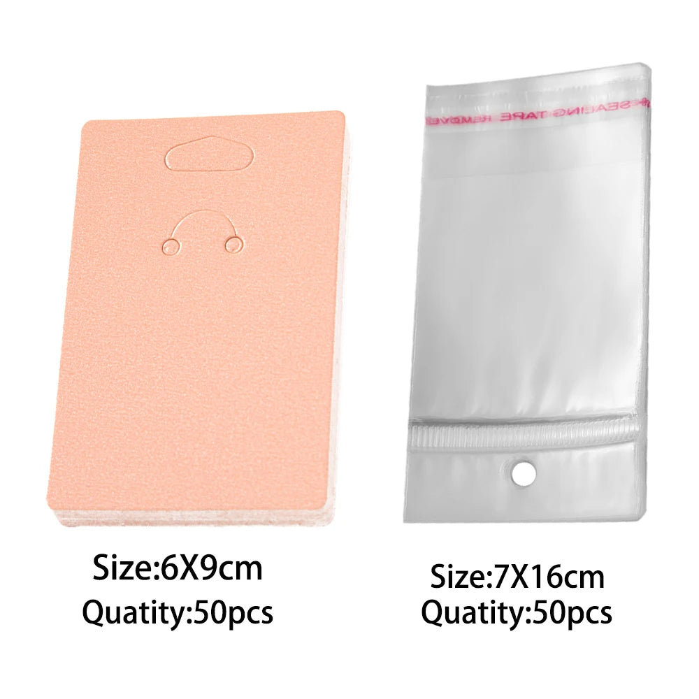 100pcs 6x9cm Keychain Display Card Packaging with Self-Sealing Bags For Bracelet Jewelry Wrapper Display Small Business Supplies Oasis Select Pink