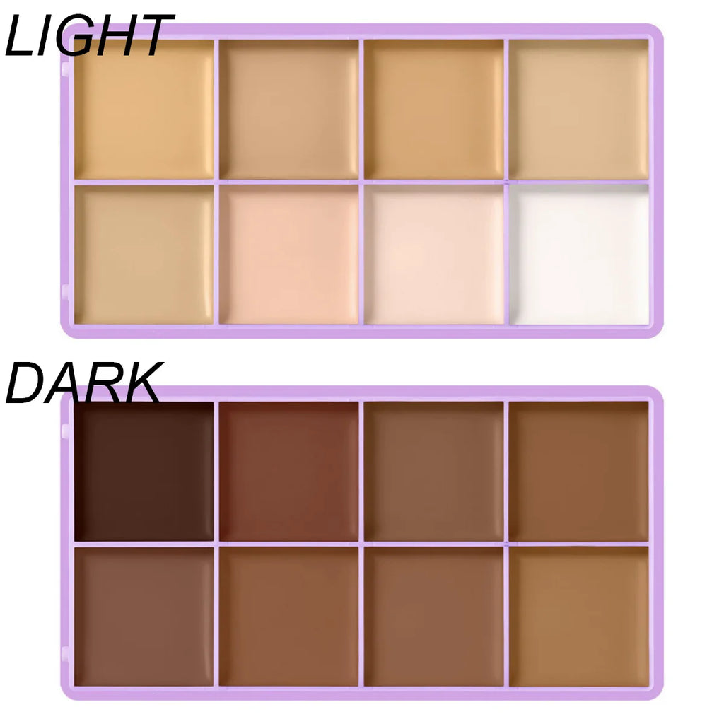 8 Shade Cream Concealer Palette Waterproof Full Coverage Multi-Function Cream Blemishes & Cover Long-Lasting Korean Makeup Oasis Select Light and Dark