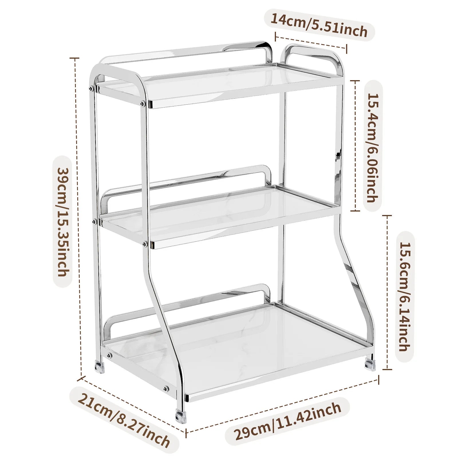 Cosmetics storage rack Stone pattern desktop skin care product shelf Bathroom dresser Perfume storage box Oasis Select Triple silver