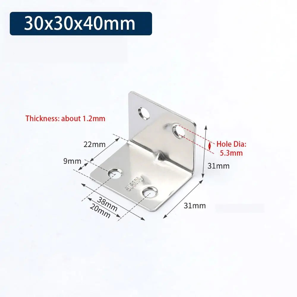 1Pcs Cabinet Screens Wall Angle Bracket Furniture Fastener SUS304 Stainless Steel Corner Brace Joint L Shape Oasis Select 30x30x40mm