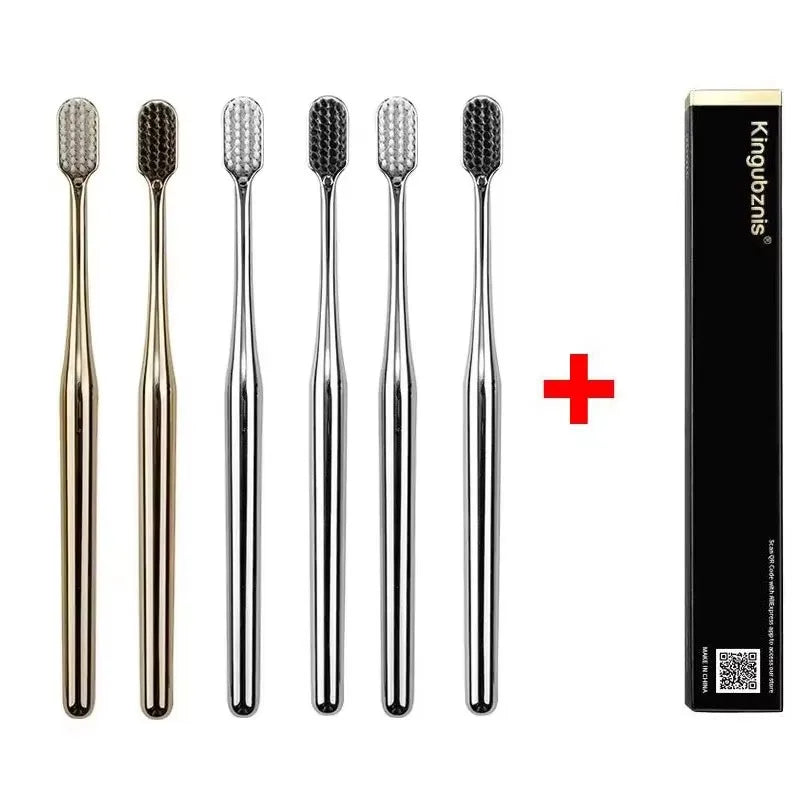 4/1pcs Luxury Soft Toothbrush Men Women Adult Tooth Brush Gold Silver Dental Brushes Elegance Gentle Toothbrushes Drop Shipping Oasis Select Mix-6pcs 1