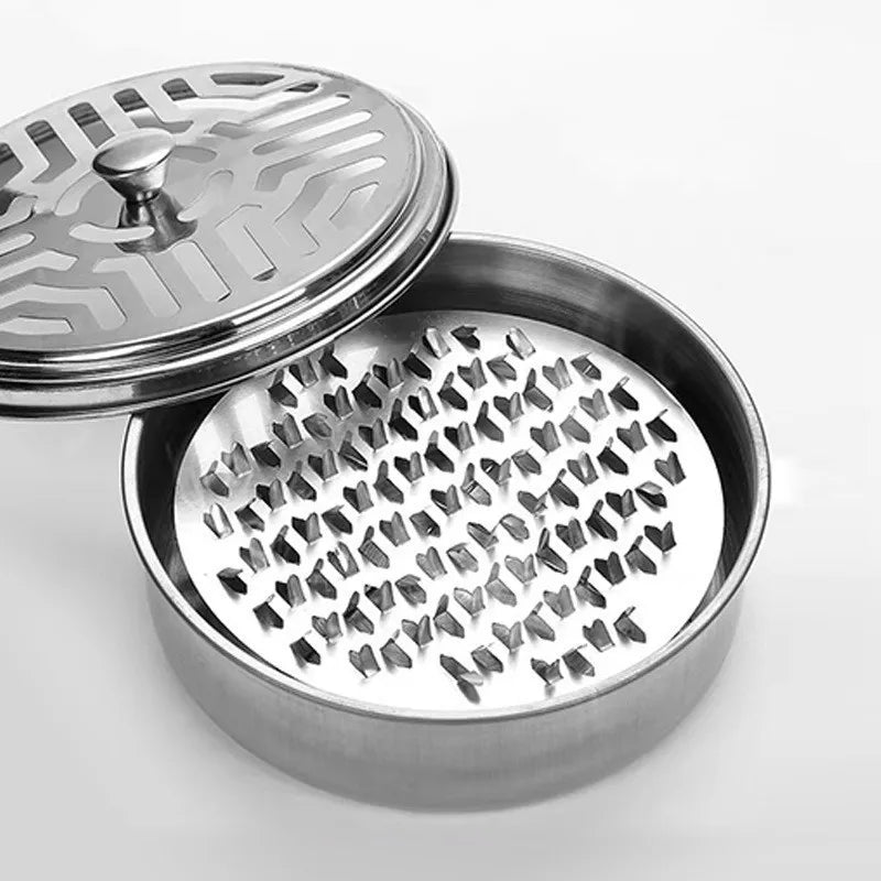 Stainless Steel Mosquito Coil Holder Round Tray with Cover