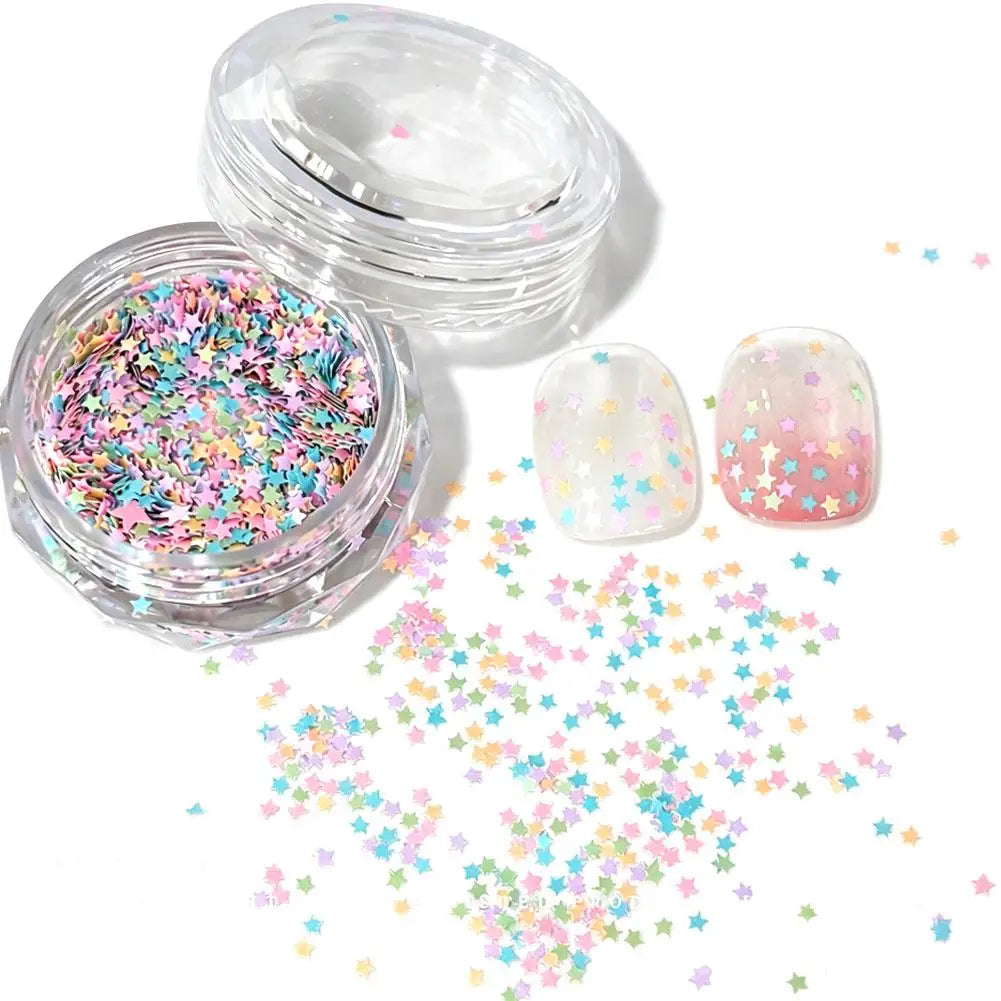 Heart & Star Nail Glitter Sequins – Colorful Manicure Decorations Nail Art Sequins Oasis Select C
