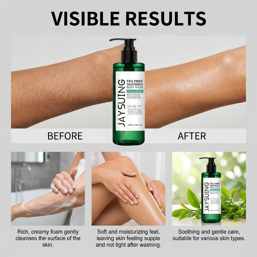 Tea Tree Shower Gel Exfoliating Control Oil Hydrate Lasting Aroma Refreshing Rich Foam Body Wash Soothing Moisturize Bath Lotion Oasis Select