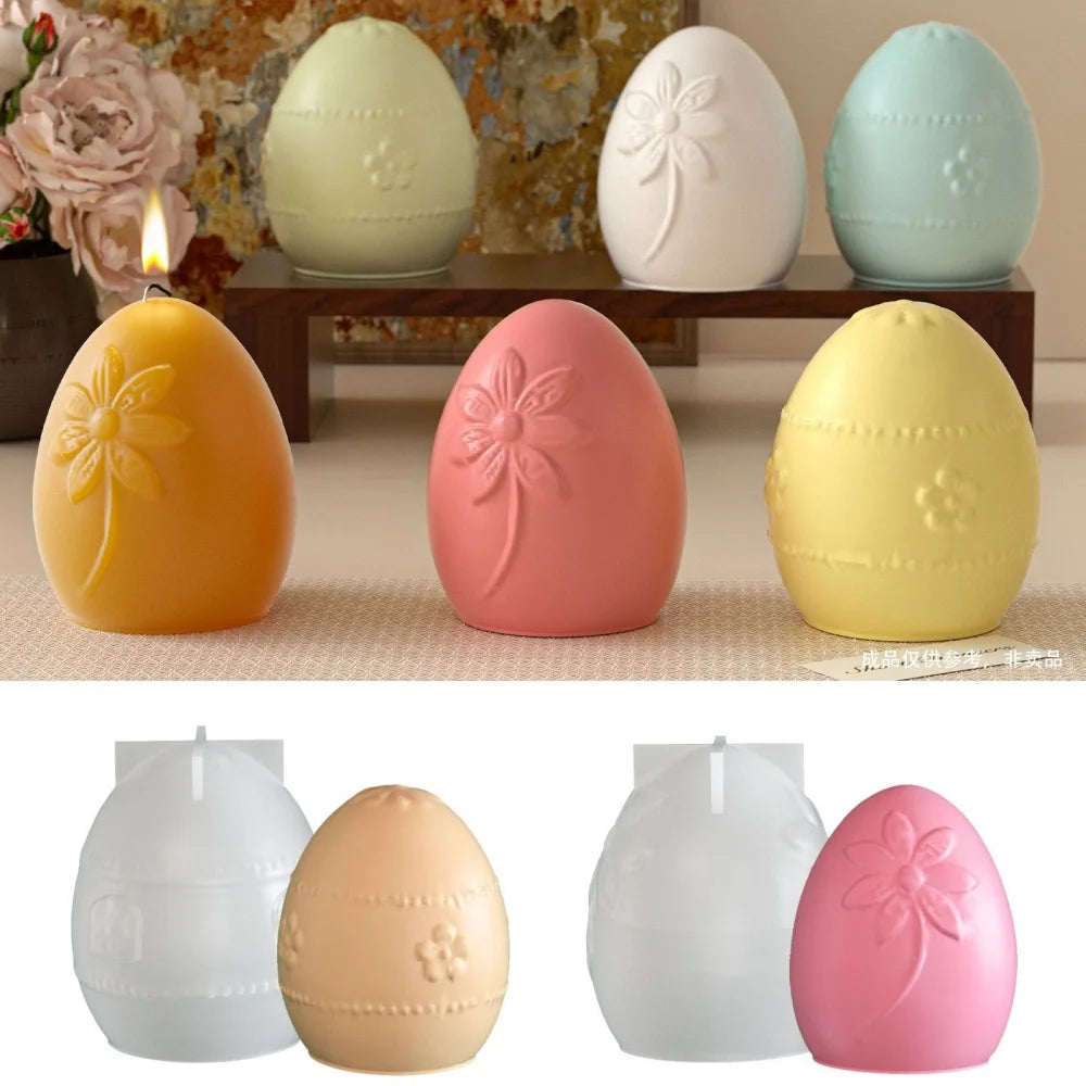 DIY Creative Flower Relief Easter Egg Silicone Mold Aroma Candle Plaster Resin Ornaments Mould Easter Home Decoration Oasis Select