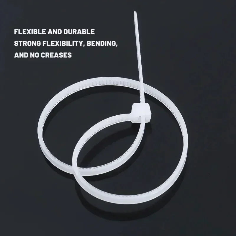 Nylon Cable Ties Adjustable Self-locking Cord Ties Straps Fastening Loop Reusable Plastic Wire Ties For Home Office Oasis Select