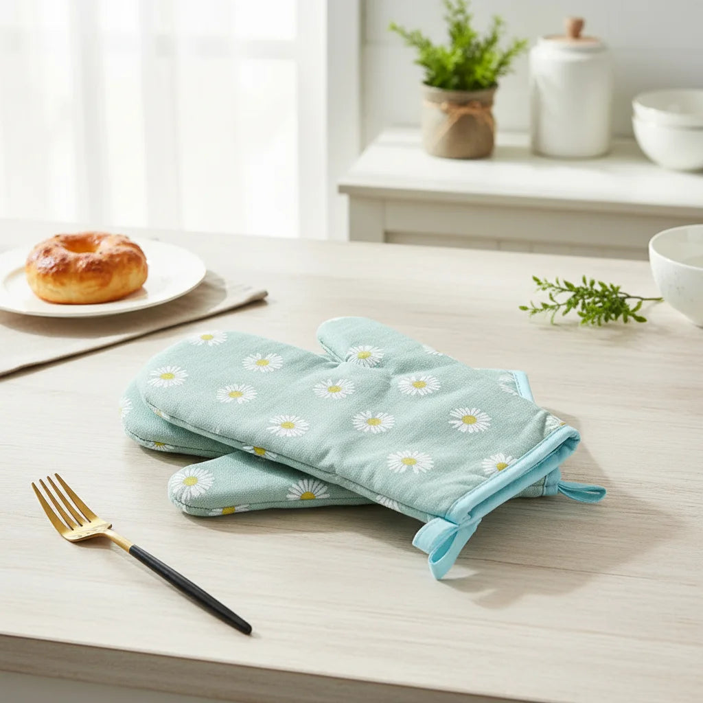 Daisy Print Oven Mitt – Heat-Resistant Kitchen Baking Glove